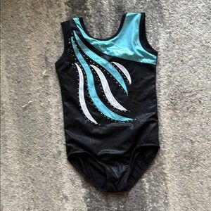 Black and Blue Bodysuit with Metallic Accents